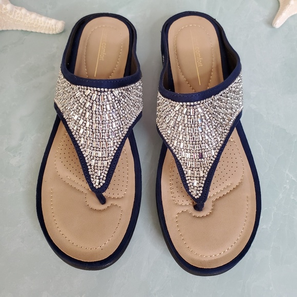 Elegant Footwear Shoes - NEW Navy Annicca Cushion Thong Sandal